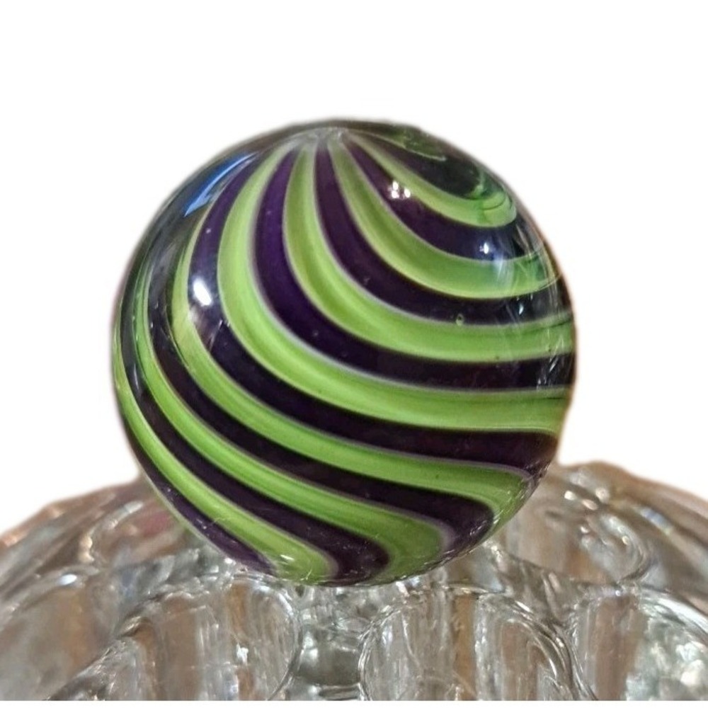 EDDIE SEESE Signed (FES) Handmade  Glass Marble 1.25"-Lime Green/Purple